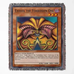 Yu Gi Oh Exodia the Forbidden One Card Woven Tapestry Throw Blanket - Rare collectible wall rug