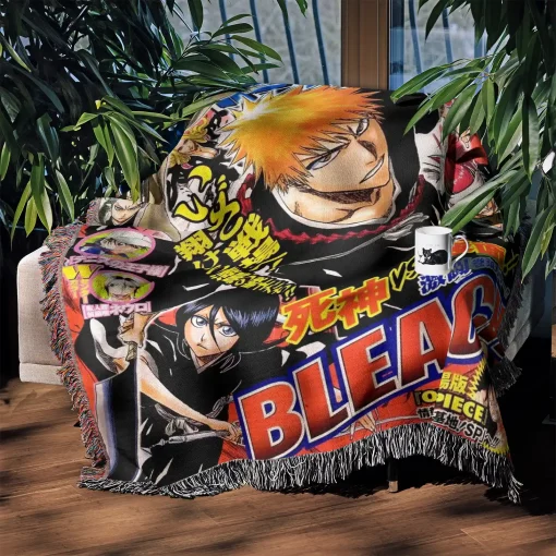 Bleach Manga Cover Woven Tapestry Throw Blanket - Stylish room decor for Bleach fans - Image 3