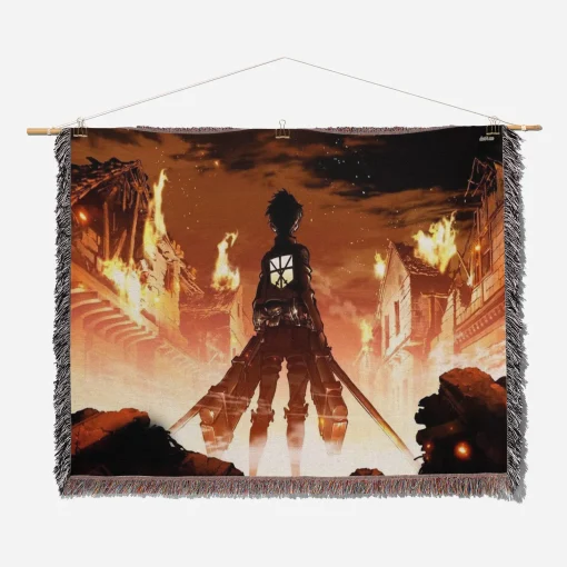 Attack on Titan Ruined City Woven Tapestry Throw Blanket – Stunning Wall Rug or Picnic Mat, Perfect for Home Decor - Image 2