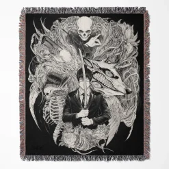 Chainsaw Man Aki Hayakawa Woven Tapestry Throw Blanket - Dark anime wall art for edgy interiors