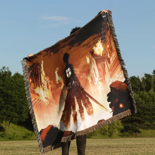 Attack on Titan Ruined City Woven Tapestry Throw Blanket – Stunning Wall Rug or Picnic Mat, Perfect for Home Decor - Image 3
