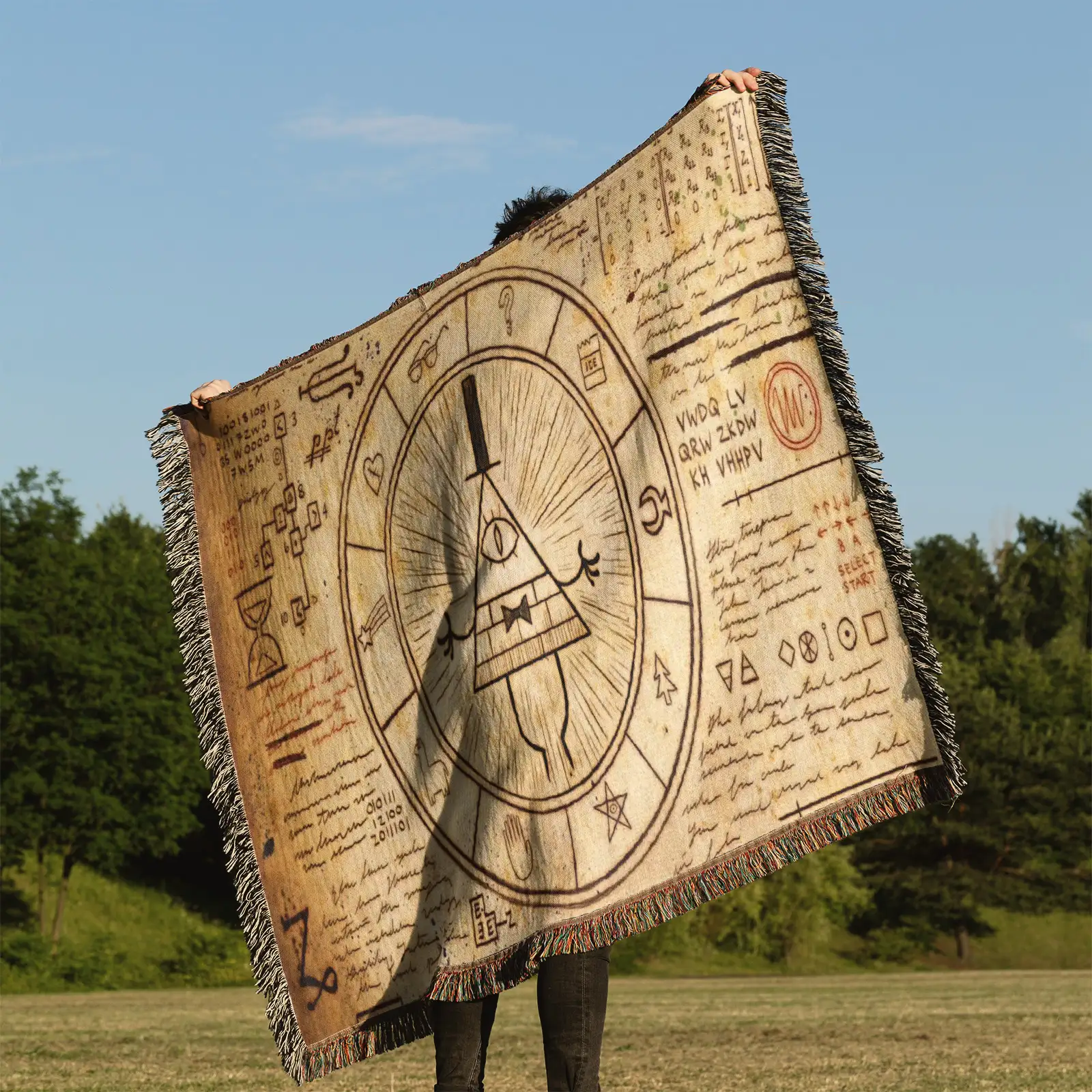 Bill Cipher's Symbols Woven Tapestry Throw Blanket – Mysterious Wall Rug, Unique Room Decor, Collectible Accent - Image 3
