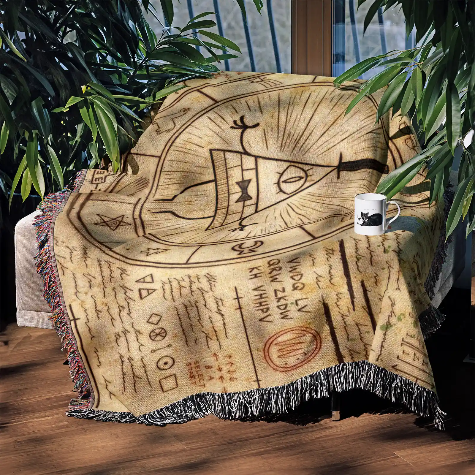 Bill Cipher's Symbols Woven Tapestry Throw Blanket – Mysterious Wall Rug, Unique Room Decor, Collectible Accent - Image 4