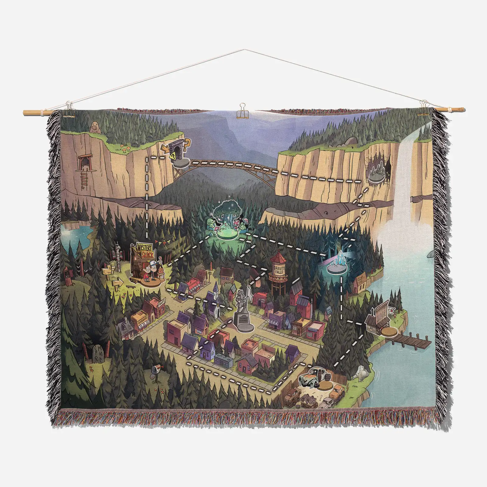 Gravity Town Map Woven Tapestry Throw Blanket – Vintage Wall Art, Cozy Room Decor, Perfect Gift - Image 2