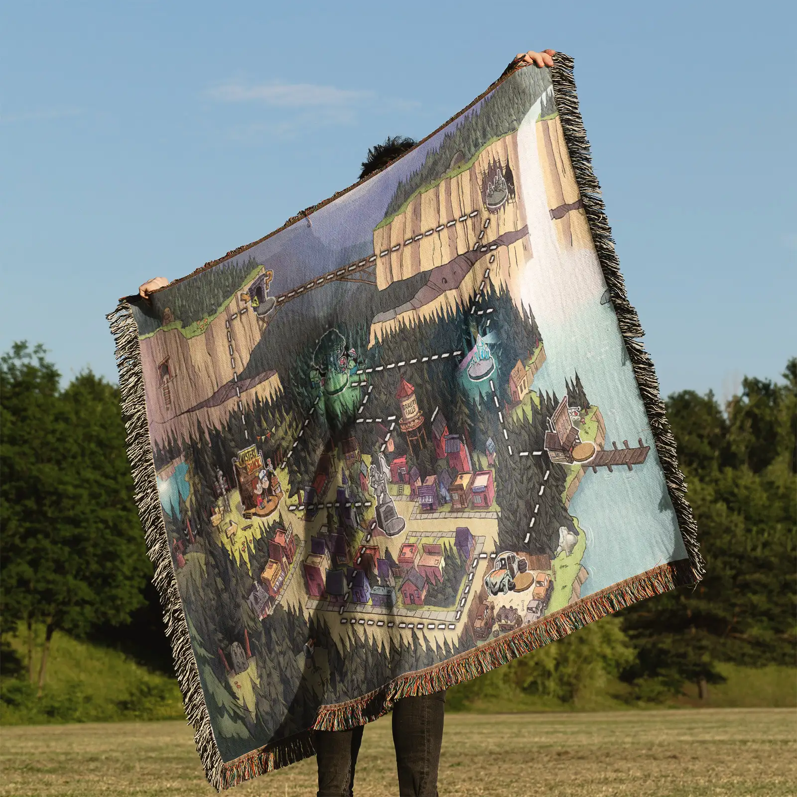 Gravity Town Map Woven Tapestry Throw Blanket – Vintage Wall Art, Cozy Room Decor, Perfect Gift - Image 3