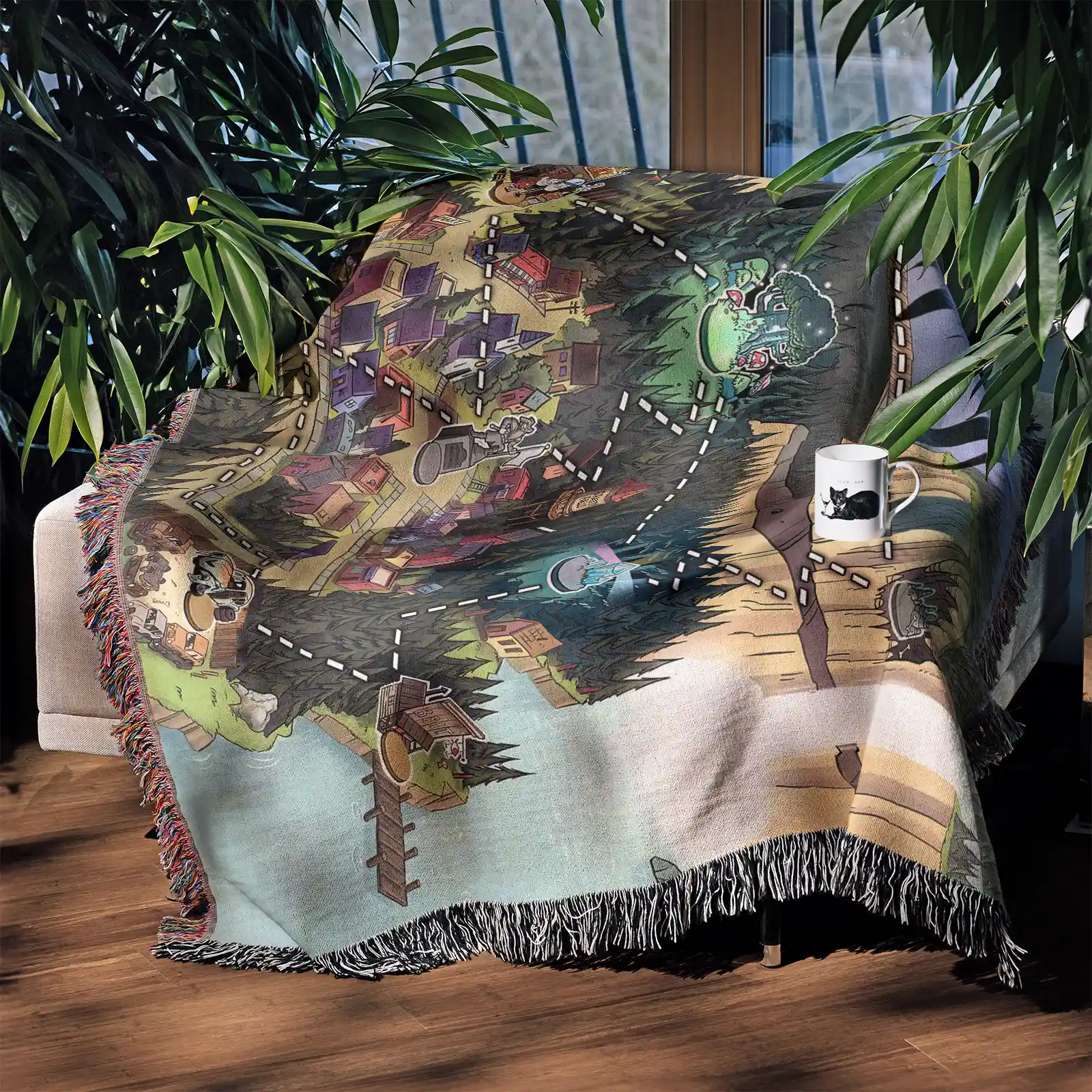 Gravity Town Map Woven Tapestry Throw Blanket – Vintage Wall Art, Cozy Room Decor, Perfect Gift - Image 4