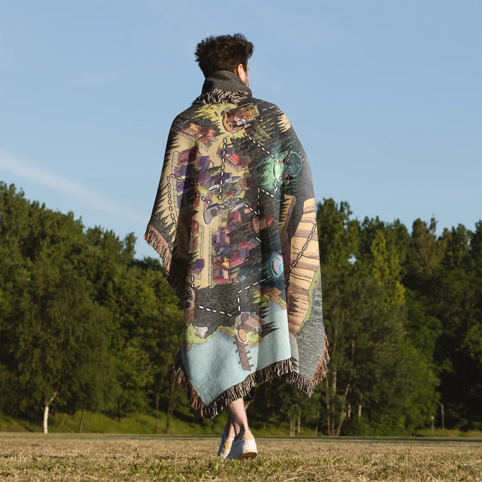 Gravity Town Map Woven Tapestry Throw Blanket – Vintage Wall Art, Cozy Room Decor, Perfect Gift - Image 5