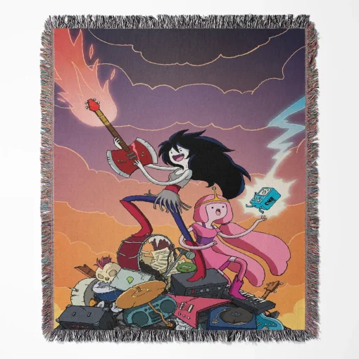 Adventure Time woven tapestry throw blanket, featuring bright wall rug design and room decor, ideal as a perfect gift for Adventure Time lovers.