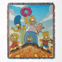 Simpson woven tapestry throw blanket, featuring vintage wall art and unique room decor, ideal for collectors and fans of The Simpsons.
