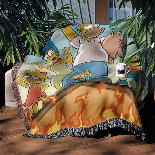 Simpson Woven Tapestry Throw Blanket – Vintage Wall Art, Unique Room Decor, Collectible Merch - Image 3