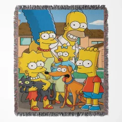 Simpson woven tapestry throw blanket, offering stylish wall rug design and bright home decor, making it the perfect gift for Simpsons fans.