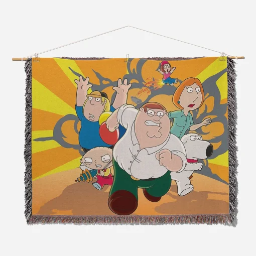 Family Cartoon Woven Tapestry Throw Blanket – Stylish Wall Rug, Unique Room Decor, Collectible Accent - Image 2