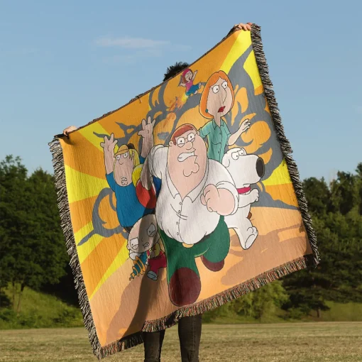 Family Cartoon Woven Tapestry Throw Blanket – Stylish Wall Rug, Unique Room Decor, Collectible Accent - Image 3