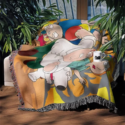 Family Cartoon Woven Tapestry Throw Blanket – Stylish Wall Rug, Unique Room Decor, Collectible Accent - Image 4