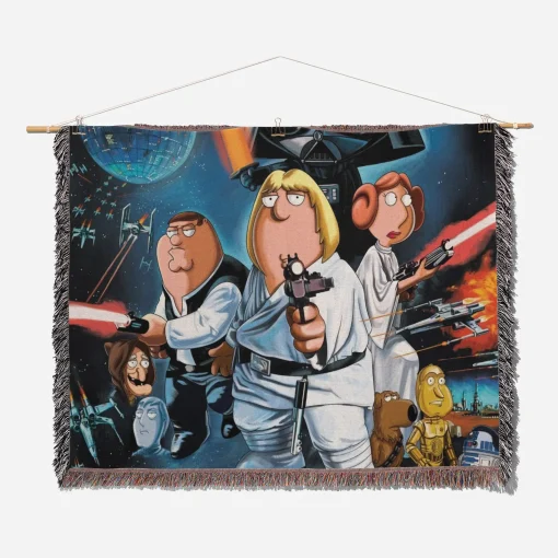 Family Cartoon Woven Tapestry Throw Blanket – Cool Room Decor, Home Decor, Perfect Gift for Fans - Image 2