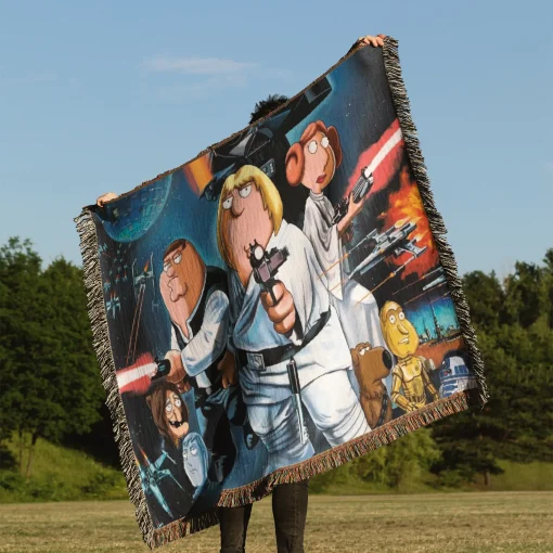 Family Cartoon Woven Tapestry Throw Blanket – Cool Room Decor, Home Decor, Perfect Gift for Fans - Image 3
