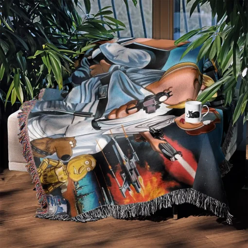 Family Cartoon Woven Tapestry Throw Blanket – Cool Room Decor, Home Decor, Perfect Gift for Fans - Image 4