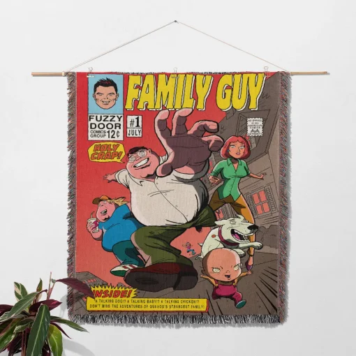 Family Cartoon Comic Cover Woven Tapestry Throw Blanket – Vintage Wall Rug, Home Decor, Cool Collectible - Image 2