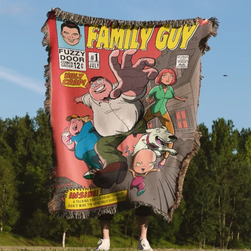 Family Cartoon Comic Cover Woven Tapestry Throw Blanket – Vintage Wall Rug, Home Decor, Cool Collectible - Image 4