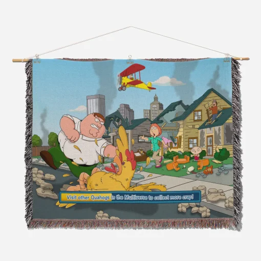 Family Cartoon Woven Tapestry Throw Blanket – Minimalist Room Decor, Cozy Home Accent, Great Gift - Image 2