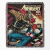 Avenger Comic Cover 2018 #28 woven tapestry throw blanket, featuring retro wall art and cool room decor, ideal as a collectible accent for Marvel enthusiasts.