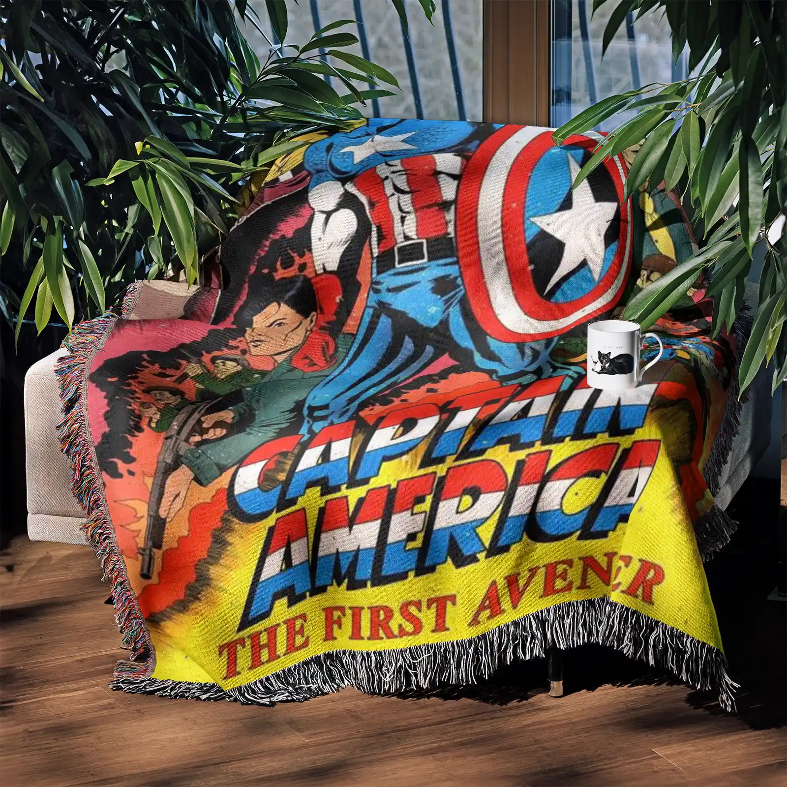 Cap Comic Cover Woven Tapestry Throw Blanket – Retro Wall Rug, Fun Room Decor, Perfect Gift - Image 3