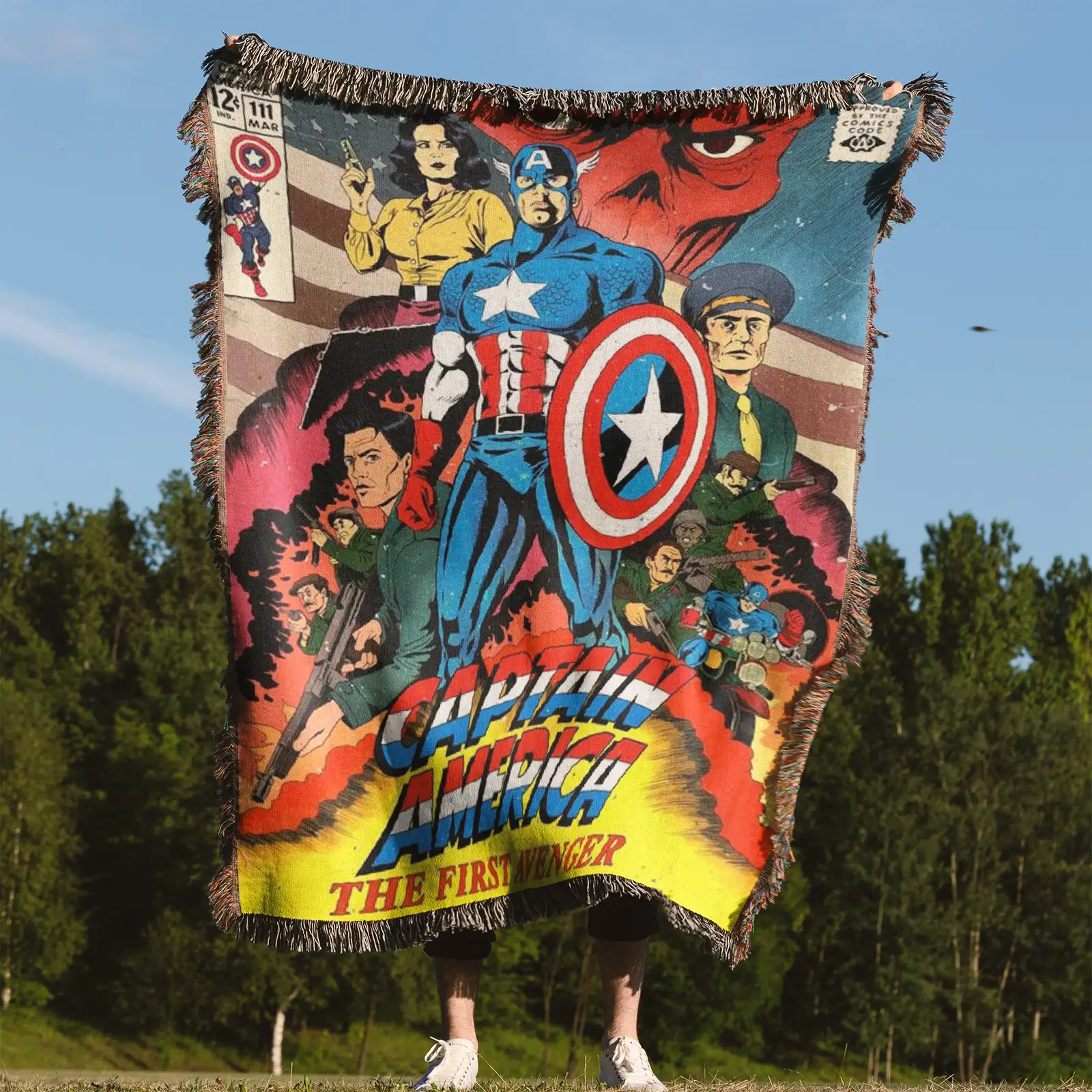 Cap Comic Cover Woven Tapestry Throw Blanket – Retro Wall Rug, Fun Room Decor, Perfect Gift - Image 4