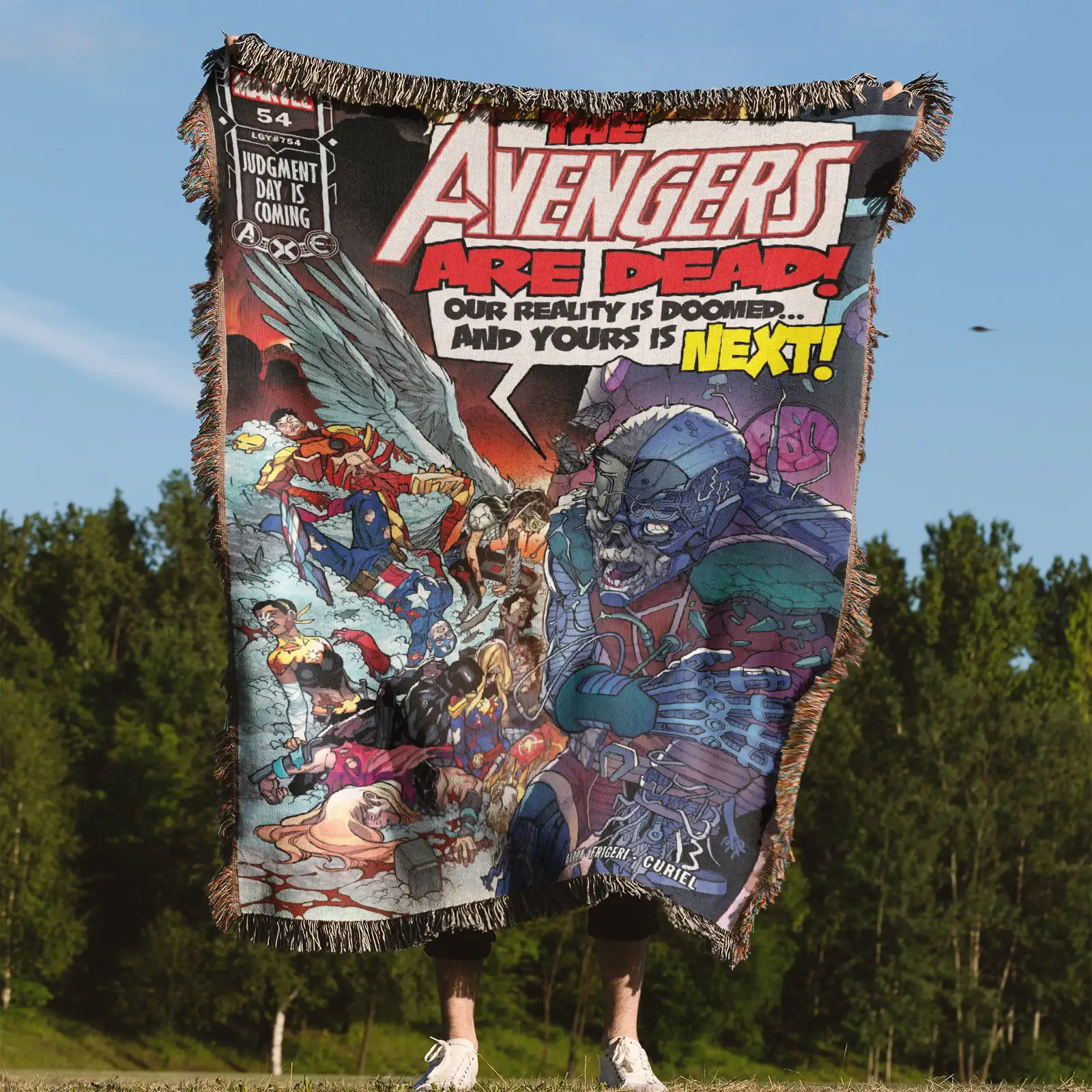 Avenger Comic Cover 2018 #54 Woven Tapestry Throw Blanket – Unique Wall Art, Bright Room Decor, Collectible Merch - Image 4