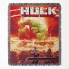 Hulk woven tapestry throw blanket, designed with retro wall art and cool room decor, perfect as a collectible accent for Marvel fans.