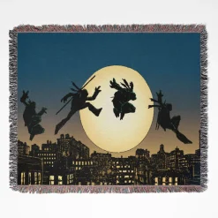 Ninja Turtles woven tapestry throw blanket, designed with a retro wall rug and cozy room decor, perfect as a gift for fans and collectors of the Ninja Turtles.