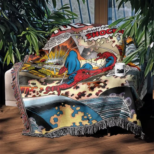 Spider Comic Cover Woven Tapestry Throw Blanket – Retro Wall Rug, Unique Room Decor, Perfect Gift - Image 3