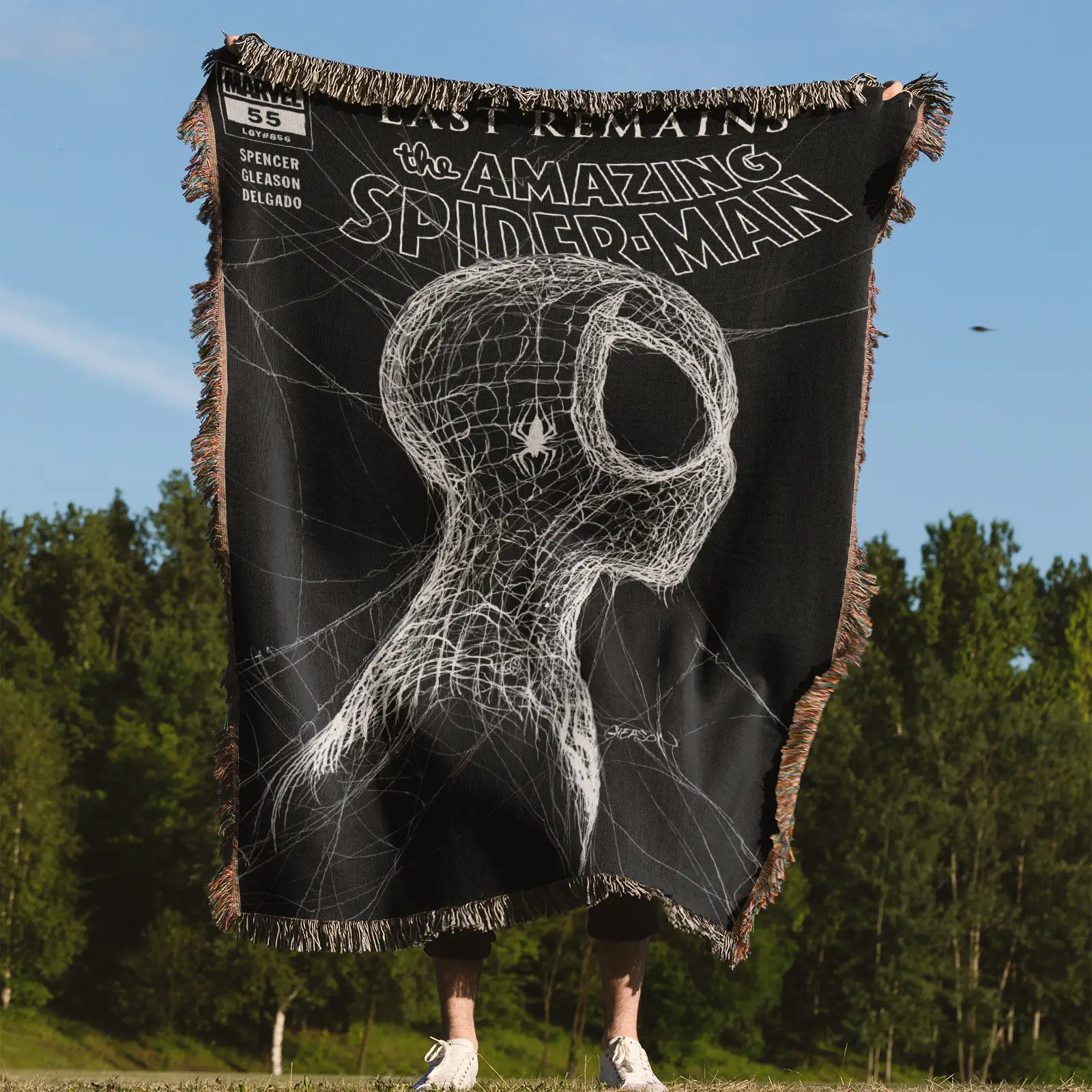 Spider Comic Cover Woven Tapestry Throw Blanket – Colorful Wall Rug, Cozy Room Decor, Perfect Gift - Image 4