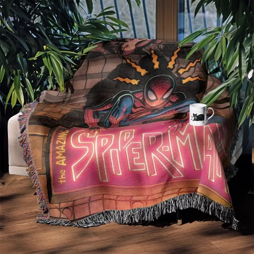 Spider Woven Tapestry Throw Blanket – Retro Wall Art, Bright Room Decor, Collectible Accent - Image 3