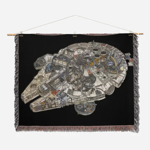 Millennium Falcon Woven Tapestry Throw Blanket – Stylish Wall Art, Unique Room Decor, Collectible Merch - Image 2