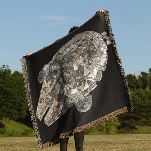Millennium Falcon Woven Tapestry Throw Blanket – Stylish Wall Art, Unique Room Decor, Collectible Merch - Image 3
