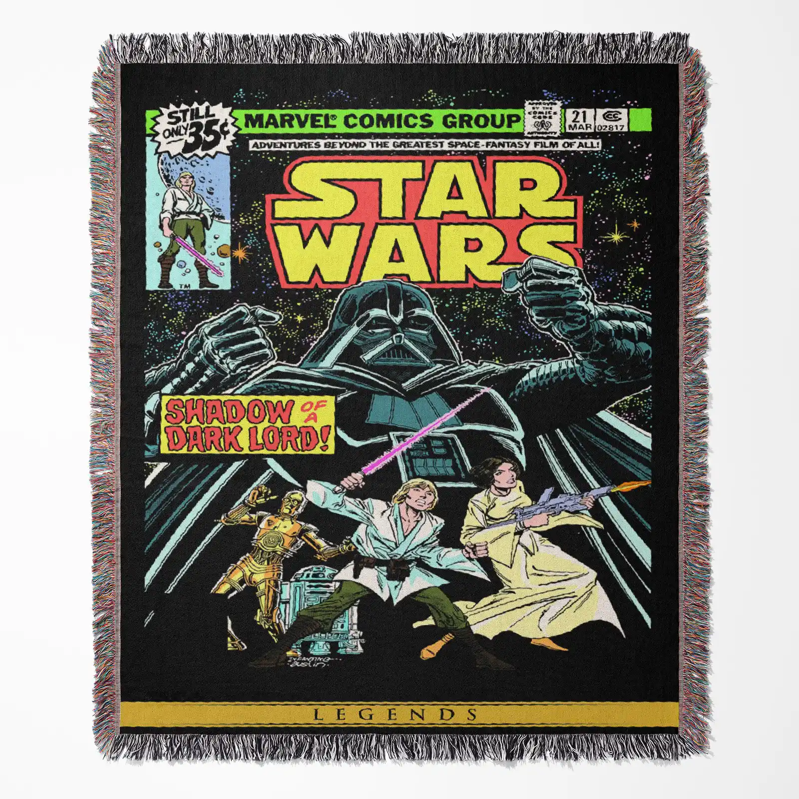 Star Comic Cover woven tapestry throw blanket, designed as a bright wall rug and cozy room decor, perfect as a gift for fans and collectors.