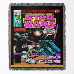 Star Comic Cover woven tapestry throw blanket, designed as a retro wall rug and unique room decor, perfect as a gift for fans and collectors.