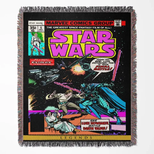 Star Comic Cover woven tapestry throw blanket, designed as a retro wall rug and unique room decor, perfect as a gift for fans and collectors.
