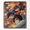 Superhero woven tapestry throw blanket, offering colorful wall art and cozy room decor, making it a great collectible item for superhero fans.