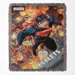 Superhero woven tapestry throw blanket, offering colorful wall art and cozy room decor, making it a great collectible item for superhero fans.