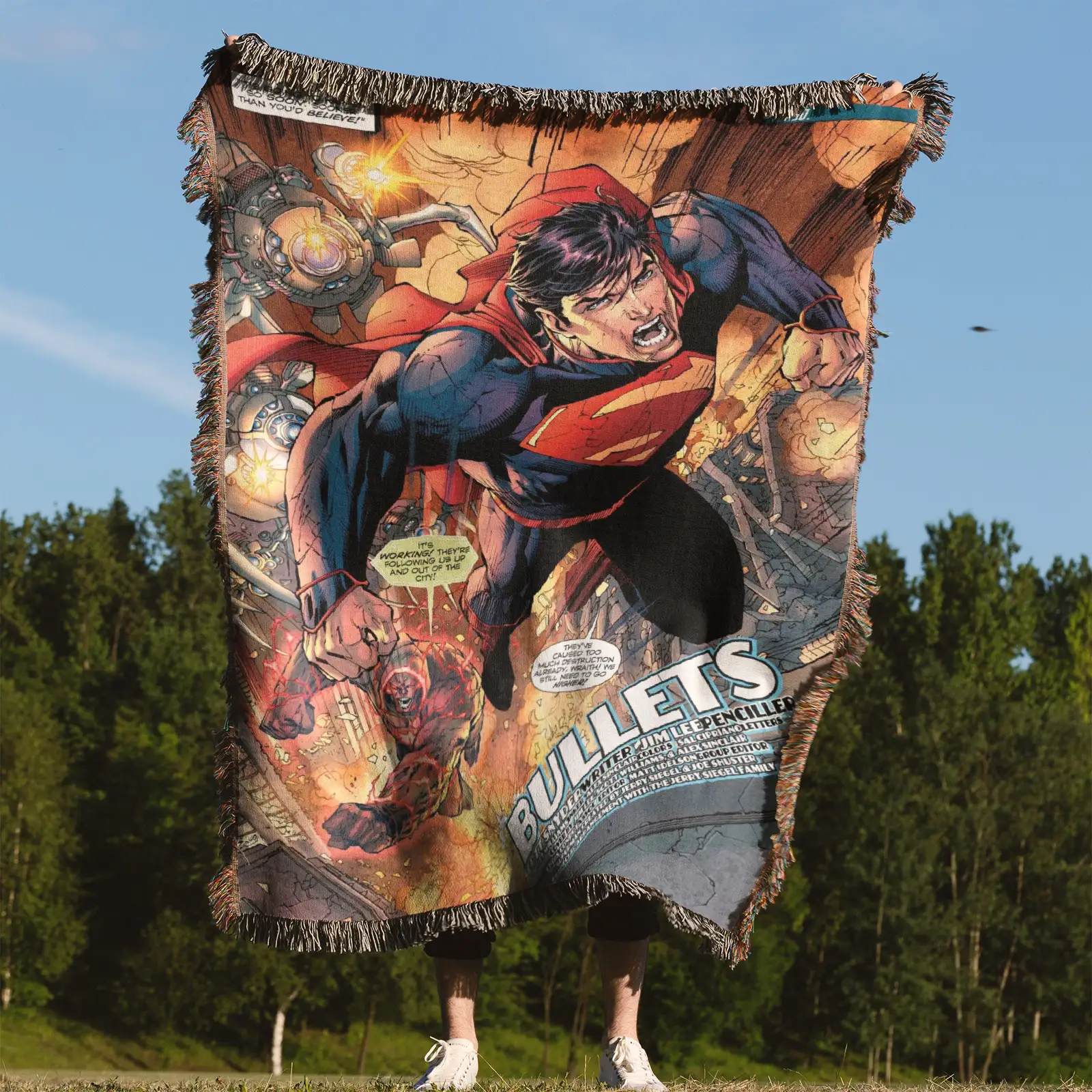 Superhero Woven Tapestry Throw Blanket – Colorful Wall Art, Cozy Room Decor, Collectible Merch - Image 4