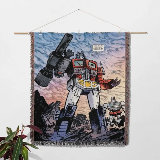 Trans Robot Woven Tapestry Throw Blanket – Bright Wall Art, Unique Room Decor, Collectible Accent - Image 2
