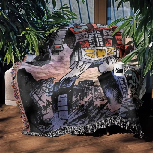 Trans Robot Woven Tapestry Throw Blanket – Bright Wall Art, Unique Room Decor, Collectible Accent - Image 3