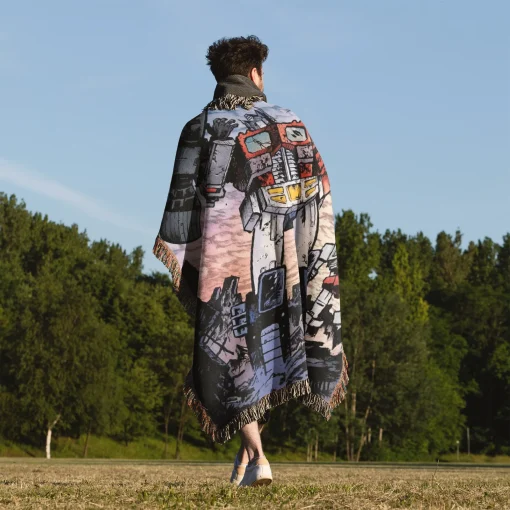 Trans Robot Woven Tapestry Throw Blanket – Bright Wall Art, Unique Room Decor, Collectible Accent - Image 5