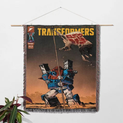 Trans Robot Comic Cover Woven Tapestry Throw Blanket – Retro Wall Rug, Cool Room Decor, Perfect Gift - Image 2