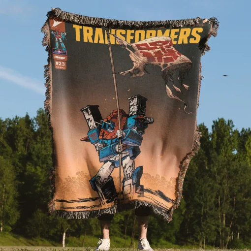 Trans Robot Comic Cover Woven Tapestry Throw Blanket – Retro Wall Rug, Cool Room Decor, Perfect Gift - Image 4