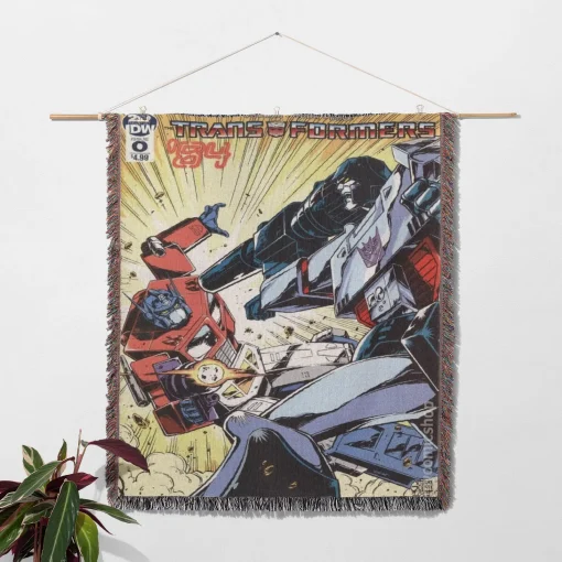 Trans Robot Comic Cover Woven Tapestry Throw Blanket – Retro Wall Art, Cool Room Decor, Collectible Accent - Image 2