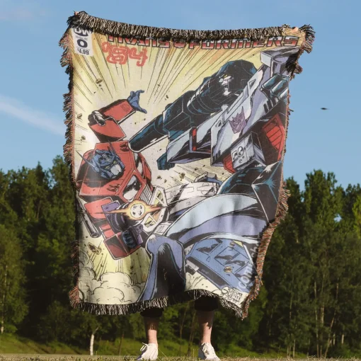 Trans Robot Comic Cover Woven Tapestry Throw Blanket – Retro Wall Art, Cool Room Decor, Collectible Accent - Image 4