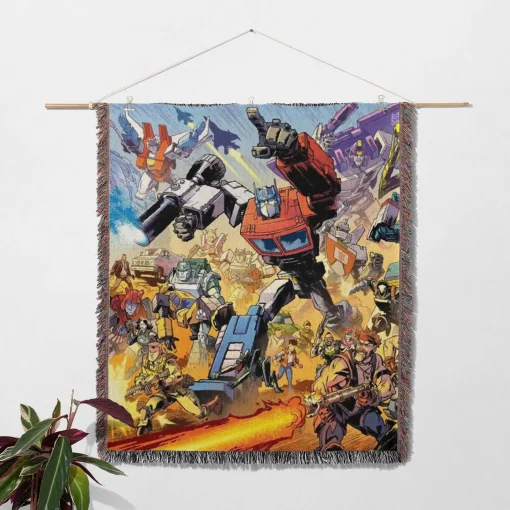 Trans Robot Woven Tapestry Throw Blanket – Stylish Wall Art, Unique Room Decor, Collectible Merch - Image 2