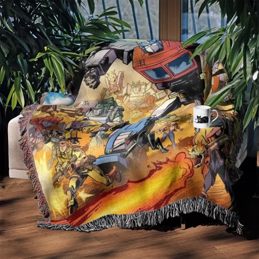 Trans Robot Woven Tapestry Throw Blanket – Stylish Wall Art, Unique Room Decor, Collectible Merch - Image 3